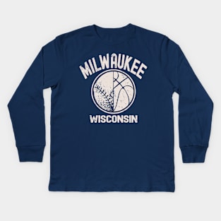 Milwaukee Wisconsin Baseball & Basketball Kids Long Sleeve T-Shirt